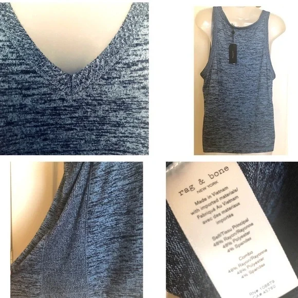 ๐
บRAG & Bone Blue Light Knit Sleeveless V Neck Top NWT BUY NOW PRICE - Picture 4 of 9